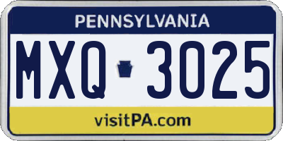 PA license plate MXQ3025