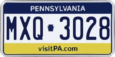 PA license plate MXQ3028