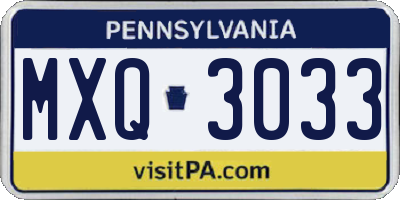 PA license plate MXQ3033