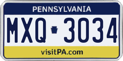 PA license plate MXQ3034