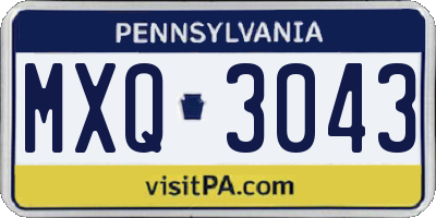 PA license plate MXQ3043