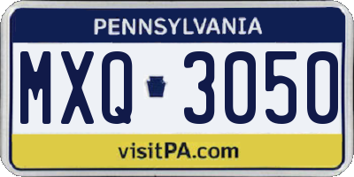 PA license plate MXQ3050