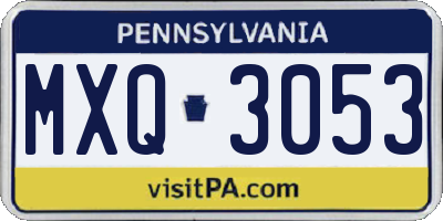 PA license plate MXQ3053
