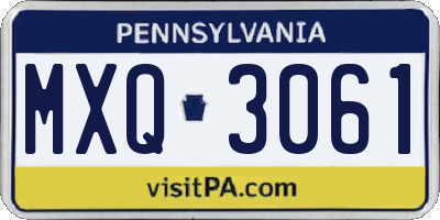 PA license plate MXQ3061