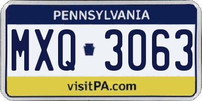 PA license plate MXQ3063