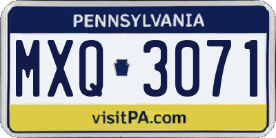 PA license plate MXQ3071