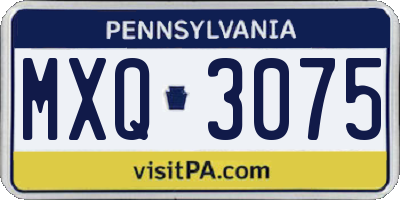 PA license plate MXQ3075