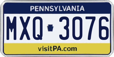 PA license plate MXQ3076