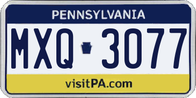 PA license plate MXQ3077