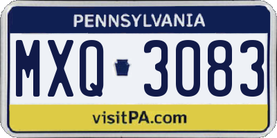 PA license plate MXQ3083