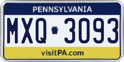 PA license plate MXQ3093