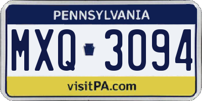PA license plate MXQ3094