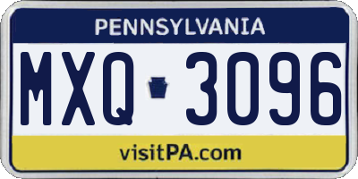 PA license plate MXQ3096
