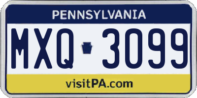 PA license plate MXQ3099