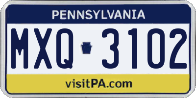 PA license plate MXQ3102