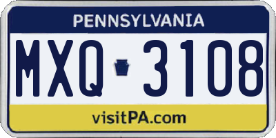 PA license plate MXQ3108