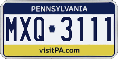 PA license plate MXQ3111