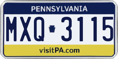 PA license plate MXQ3115