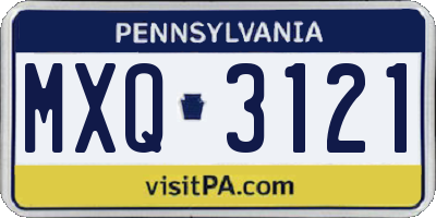 PA license plate MXQ3121