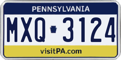 PA license plate MXQ3124