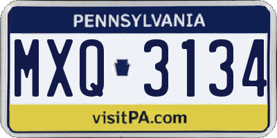 PA license plate MXQ3134