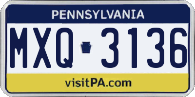 PA license plate MXQ3136