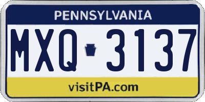PA license plate MXQ3137