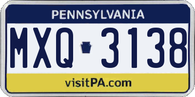 PA license plate MXQ3138