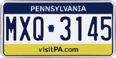 PA license plate MXQ3145