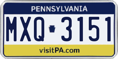 PA license plate MXQ3151