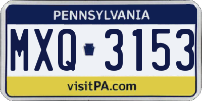 PA license plate MXQ3153