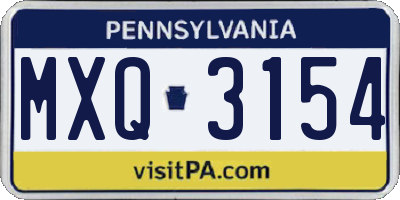 PA license plate MXQ3154