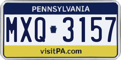 PA license plate MXQ3157