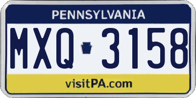 PA license plate MXQ3158