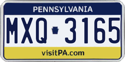PA license plate MXQ3165