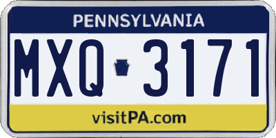 PA license plate MXQ3171