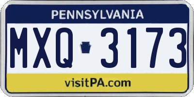 PA license plate MXQ3173