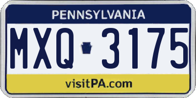 PA license plate MXQ3175