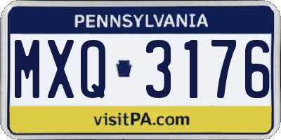 PA license plate MXQ3176