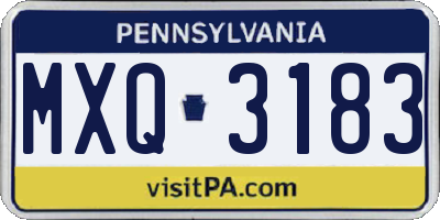 PA license plate MXQ3183