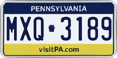 PA license plate MXQ3189