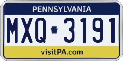 PA license plate MXQ3191