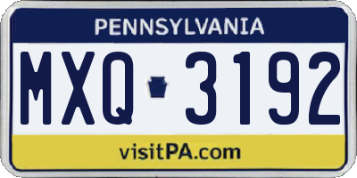 PA license plate MXQ3192