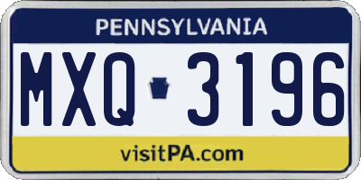 PA license plate MXQ3196
