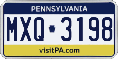 PA license plate MXQ3198