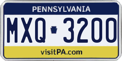PA license plate MXQ3200