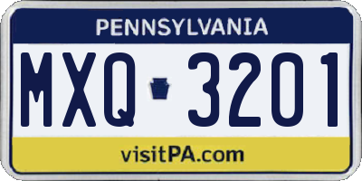 PA license plate MXQ3201