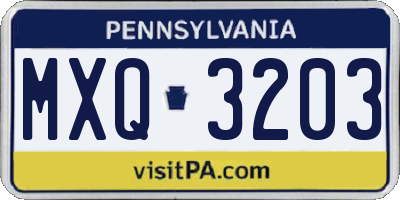 PA license plate MXQ3203