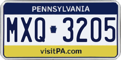 PA license plate MXQ3205