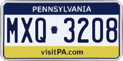 PA license plate MXQ3208